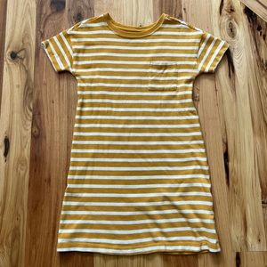 Knit mustard/white stripe dress girls size 10/12 L